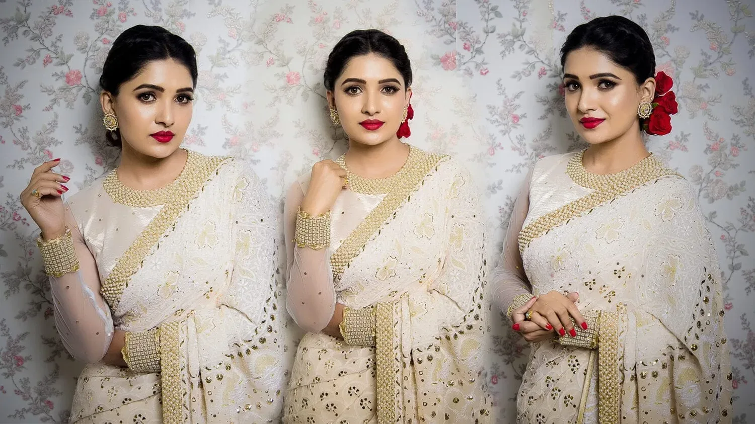 Elegant look of Vani Bhojan in White Saree