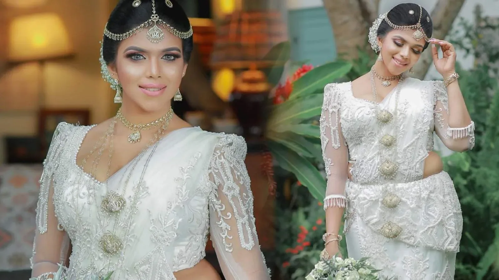 Beautiful Actress Heshani Liyadipita in White bridal dress