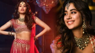 Bollywood actress Janhvi Kapoor looks stunning in red lehenga