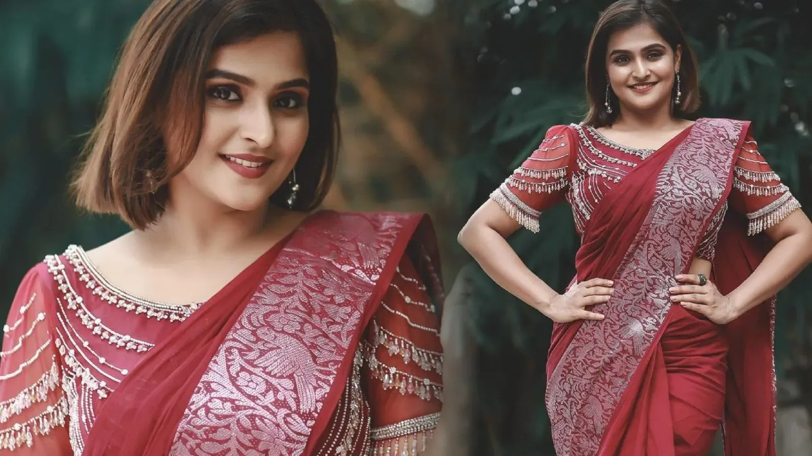 Actress Remya Nambeesan looks so cute in red Saree