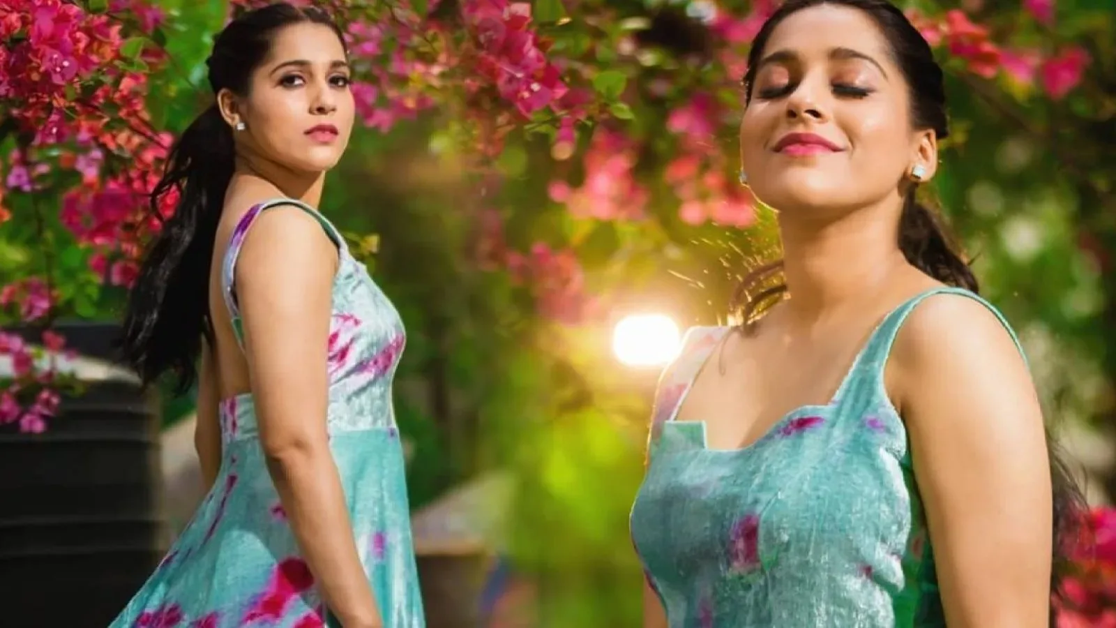 Actress Rashmi Gautam Photoshoot in Sleeve less light blue gown