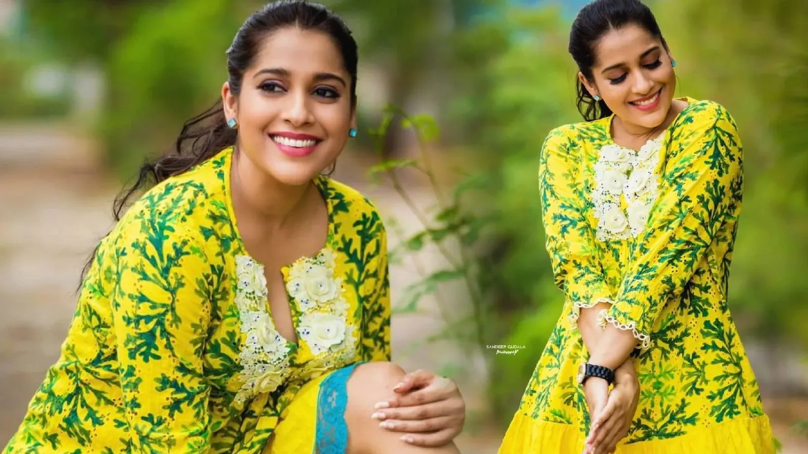 Actress Rashmi Gautam Photoshoot in Yellow frock