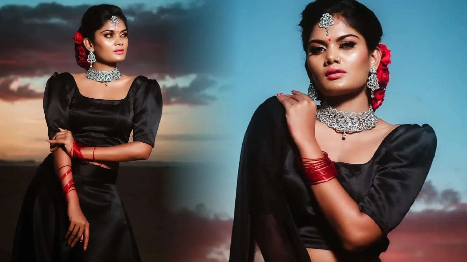 Tamil Actress Anjalin shines in black collection