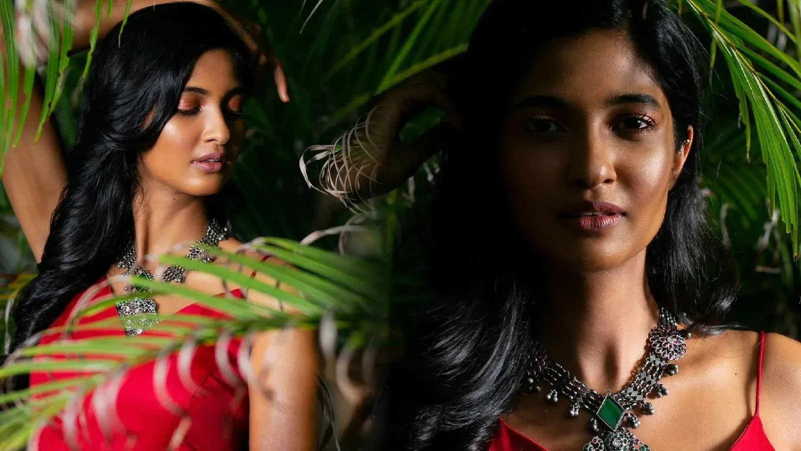 Anbirkiniyal actress Keerthi Pandian photoshoot in red slit dress
