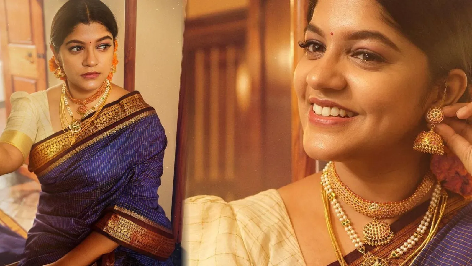 Actress Aparna Balamurali looks gorgeous in traditional Indian Saree