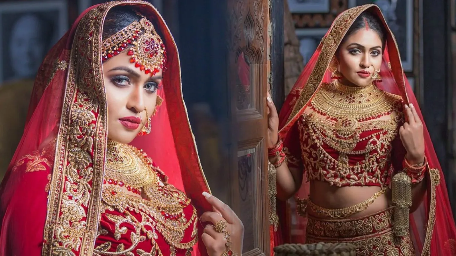 Gorgeously looking model Baseer Sara in Indian Bridal Lehenga