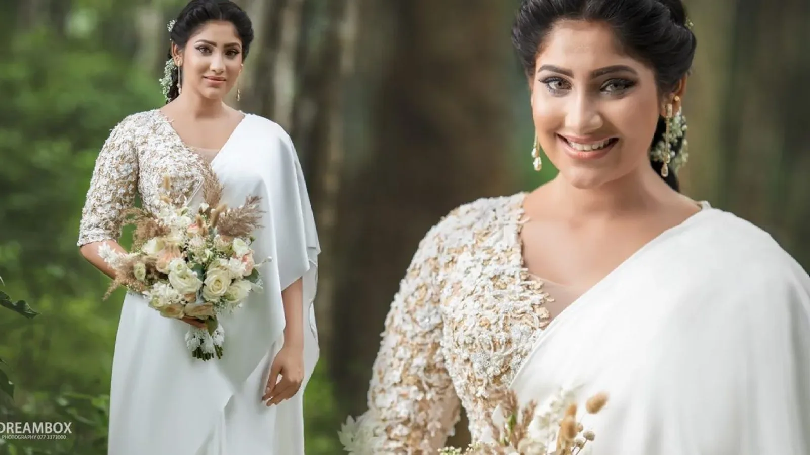 Sri Lankan model Sithumini Fernando elegant photoshoot in white saree