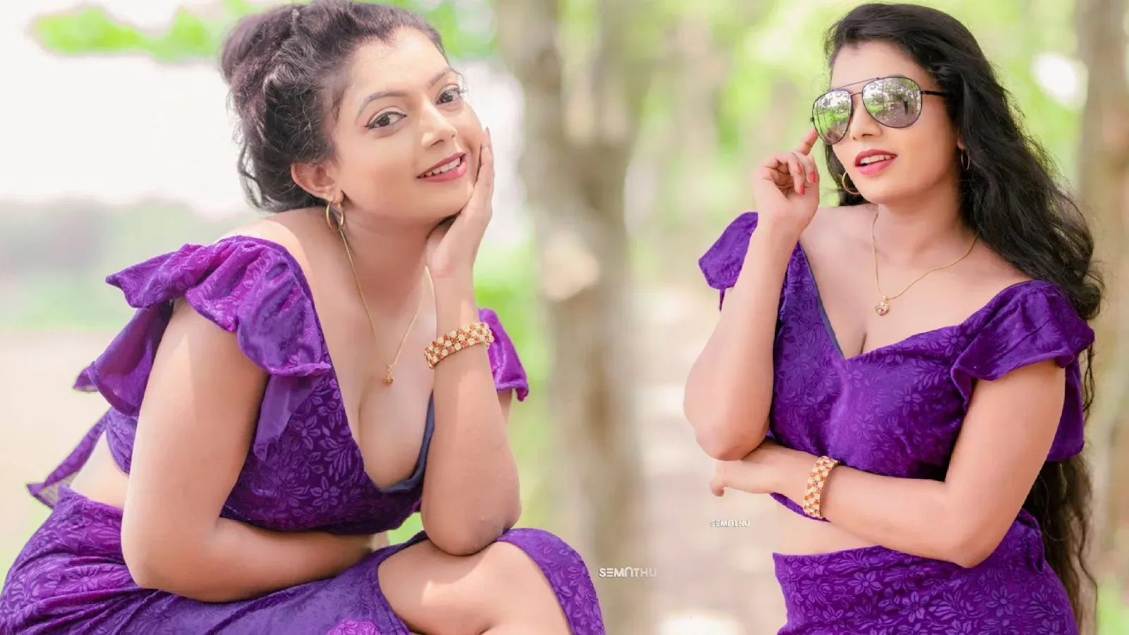 The actress Nayani Ramanayake looks glamorous in purple outfit