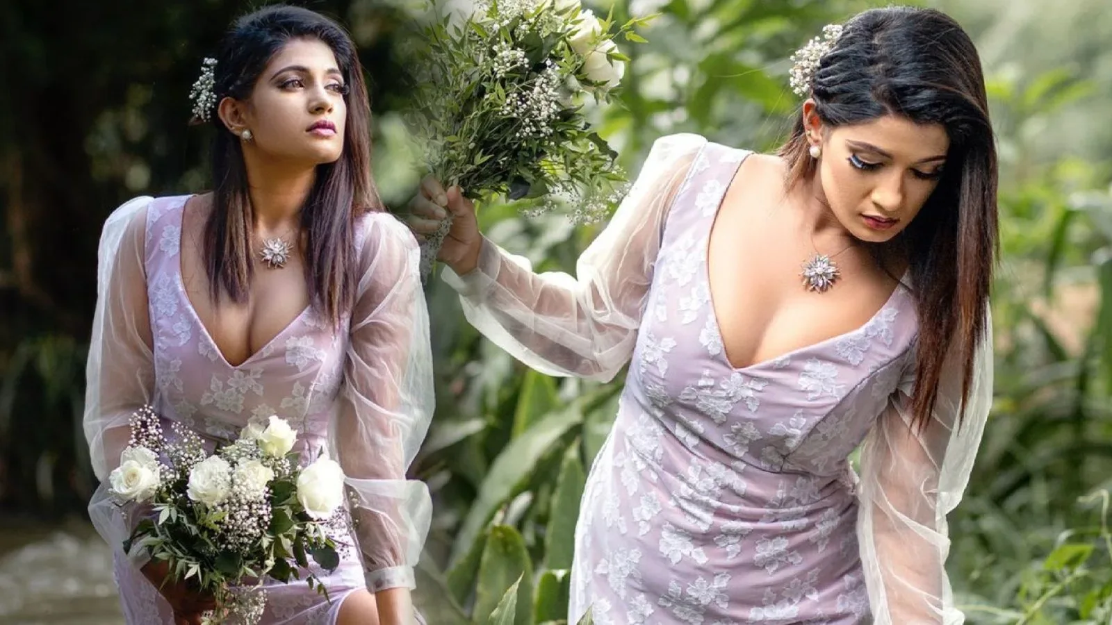 Sri Lankan Actress Mashi Chathurika alluring stills in bridal dress