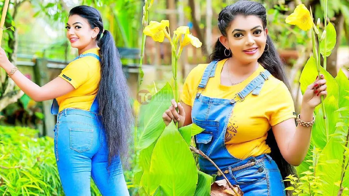 Actress Nayani Ramanayake looks beautiful in yellow and blue outfit