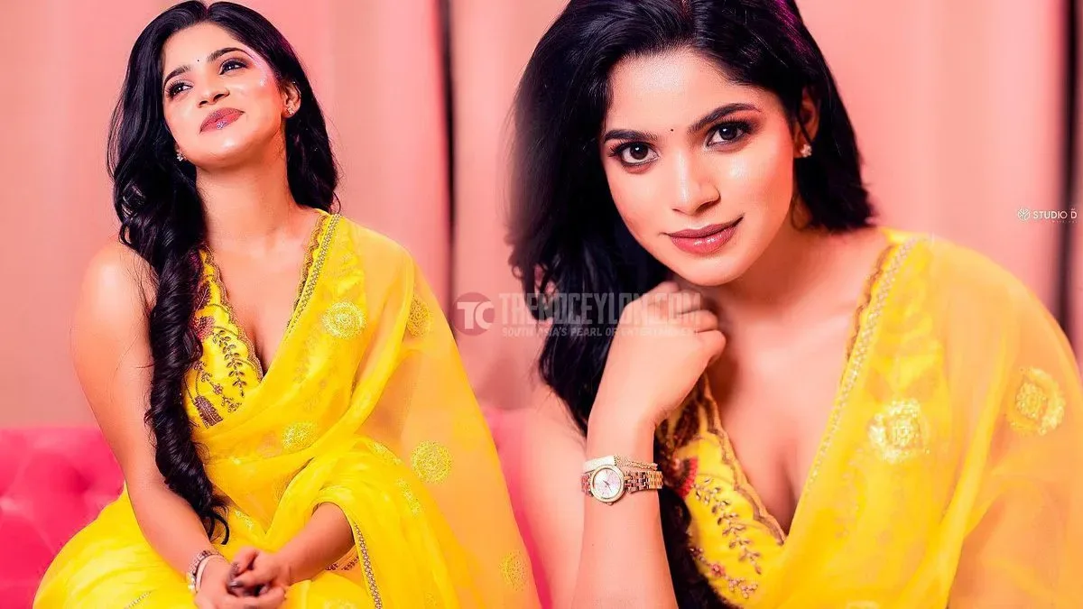 Bachelor actress Divyabharathi looks beautiful in yellow saree