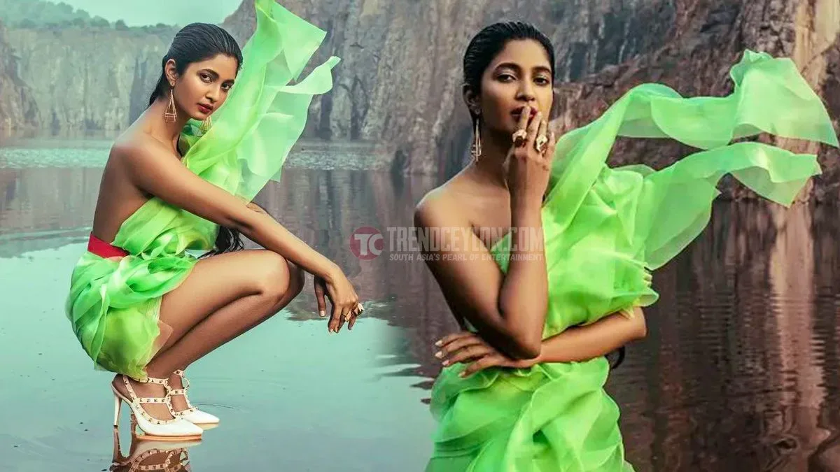 Actress Keerthi Pandian looks bold in these green outfit stills