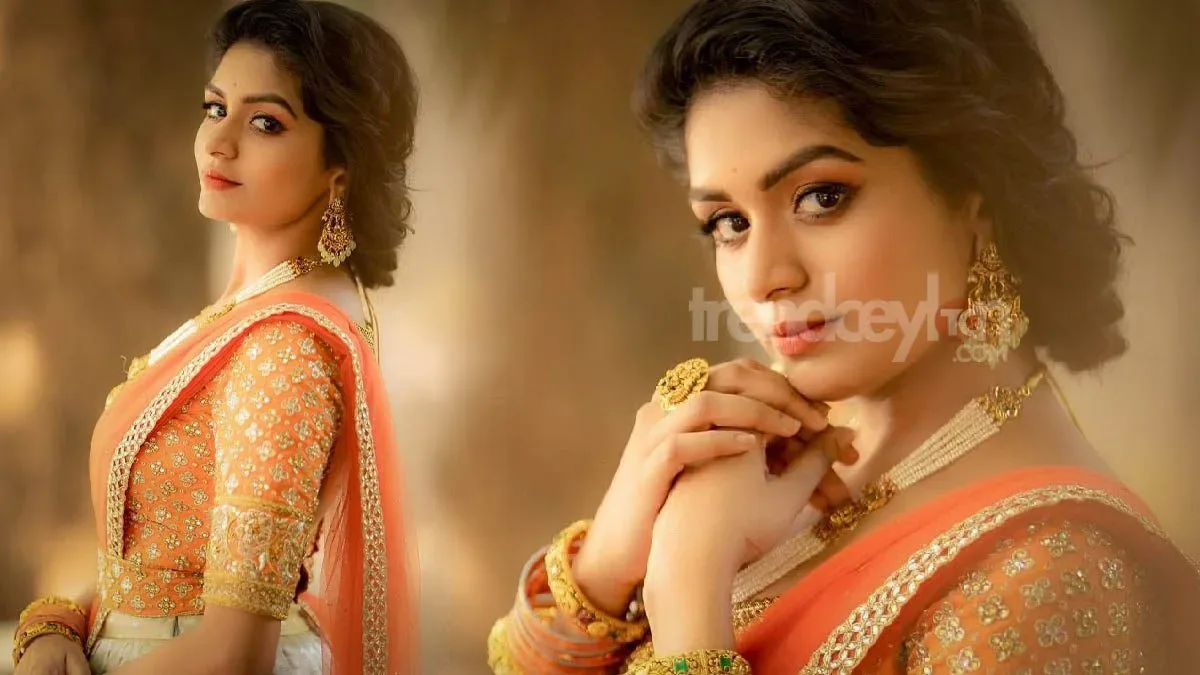Navratri with Aditi Shankar alluring in an orange lehenga
