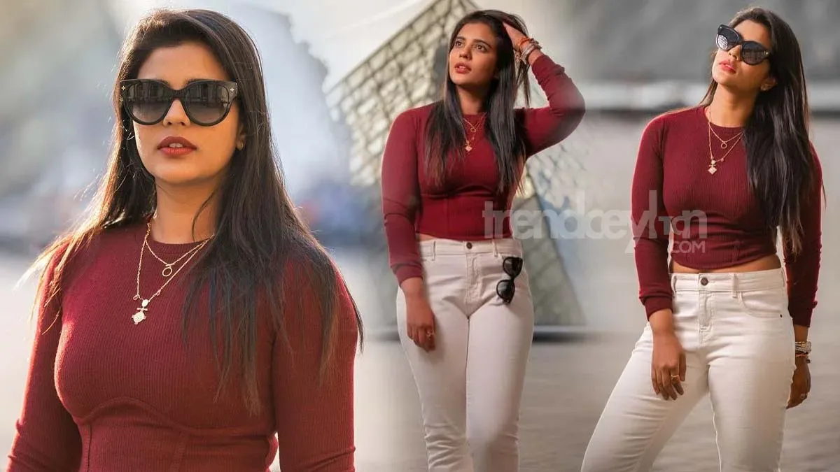 Aishwarya Rajesh glamorous stills in a maroon top