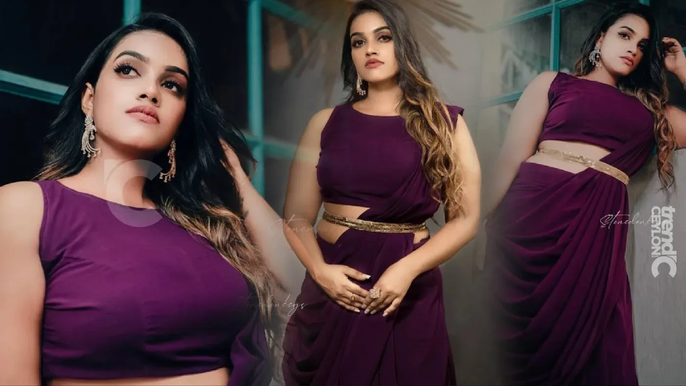 Malayalam model Saranya Shani looks gorgeous in purple