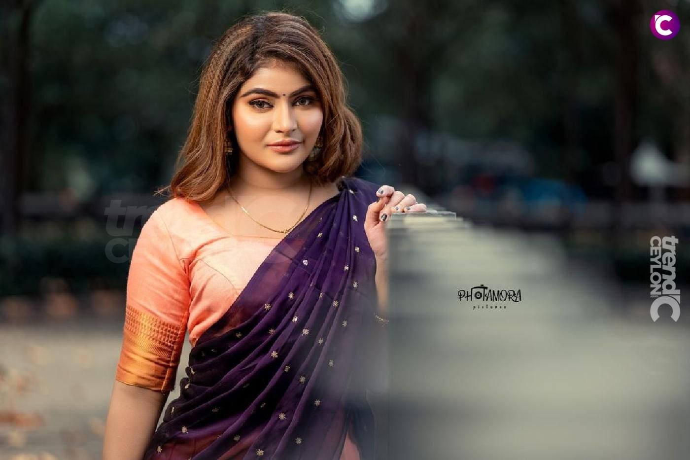 Stunning Photos of Queency Stanly in Pattu Pavadai Thavani