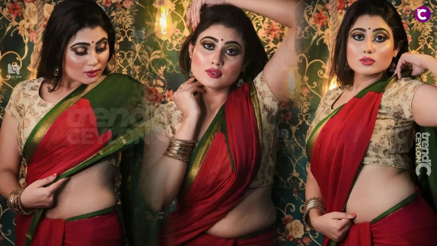 Stunning Photos of Indian Model Soumi Saha in a Red Silk Saree